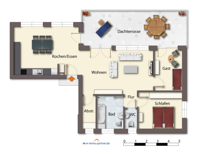 Grundriss Penthouse links Wohnung 8