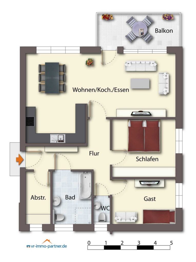 Grundriss Erdgeschoss links Wohnung 6