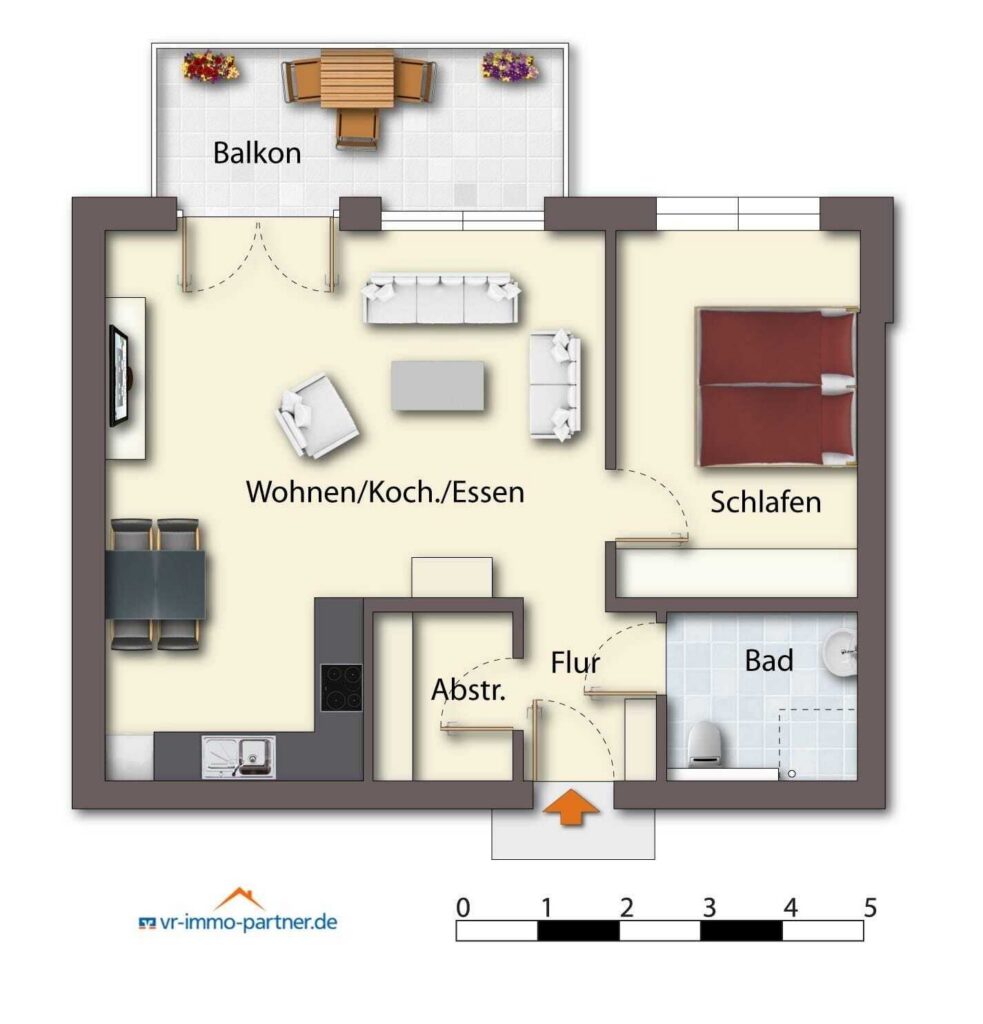 Grundriss Erdgeschoss mitte Wohnung 5