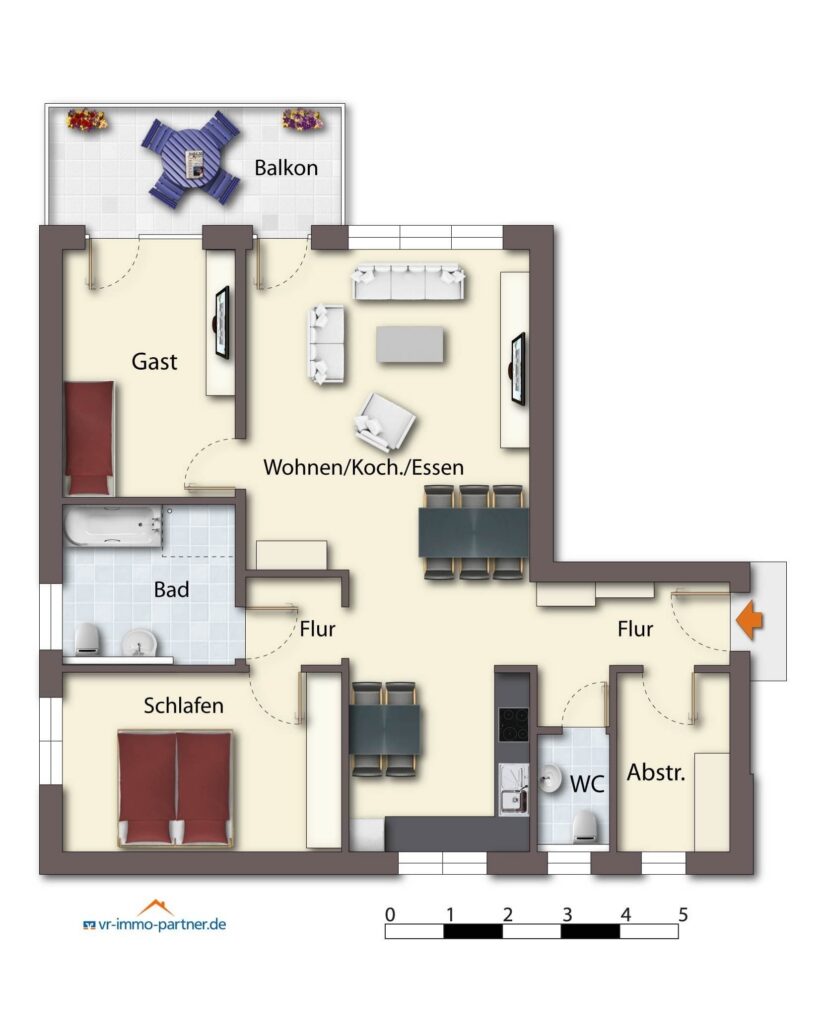 Grundriss Erdgeschoss rechts Wohnung 4