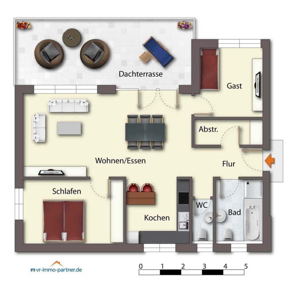 Grundriss Penthouse rechts Wohnung 7