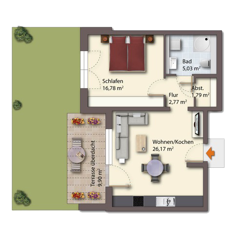 Grundriss Haus 2 EG Mitte
