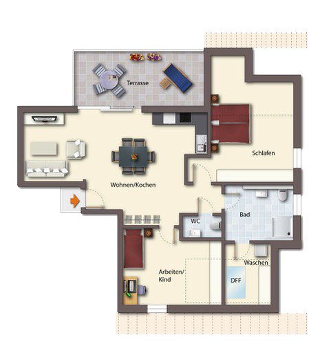 Grundriss Haus 1 Dachgeschoss rechts